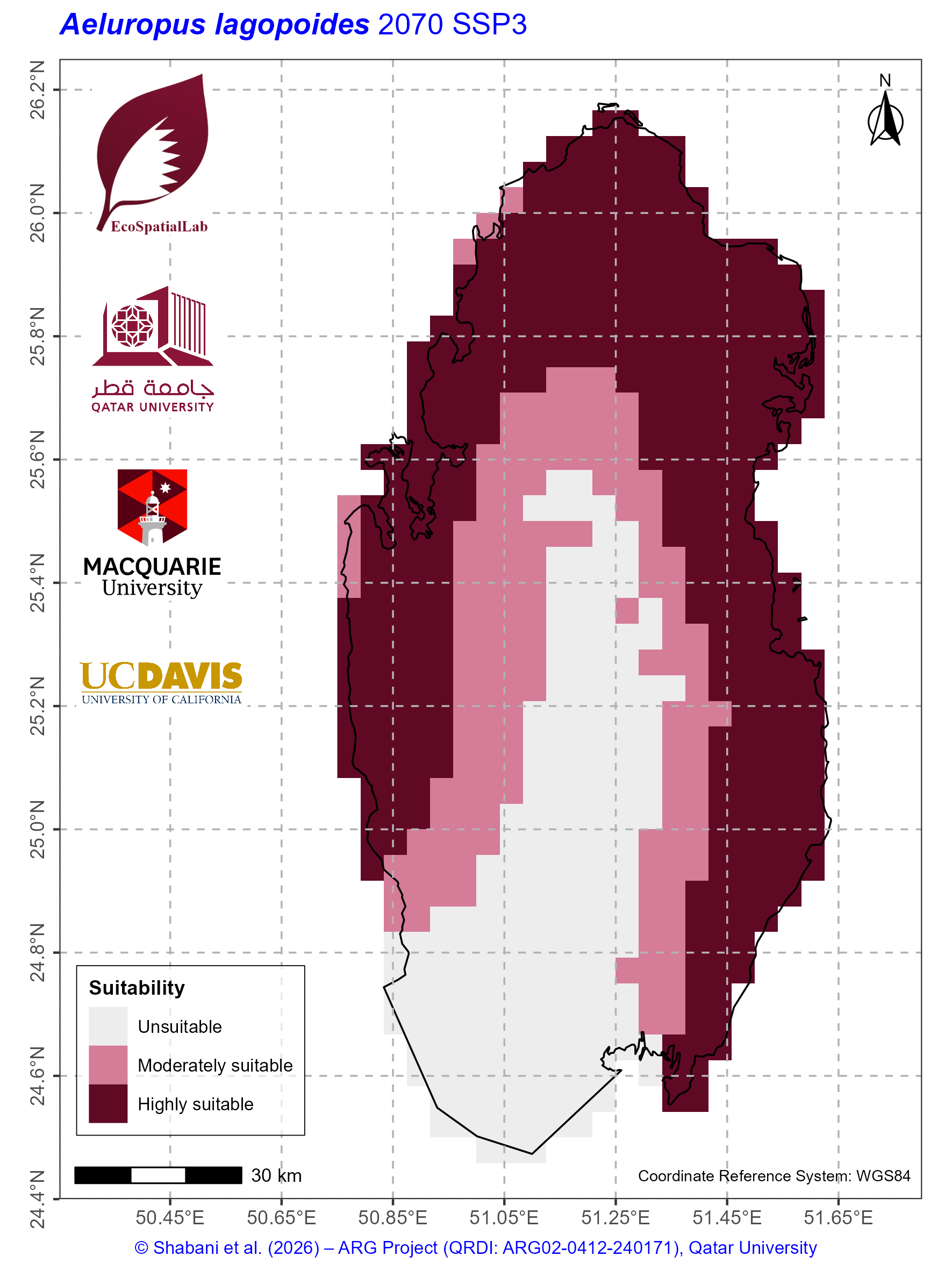 Qatar Climate Suitability SSP3 — 2070