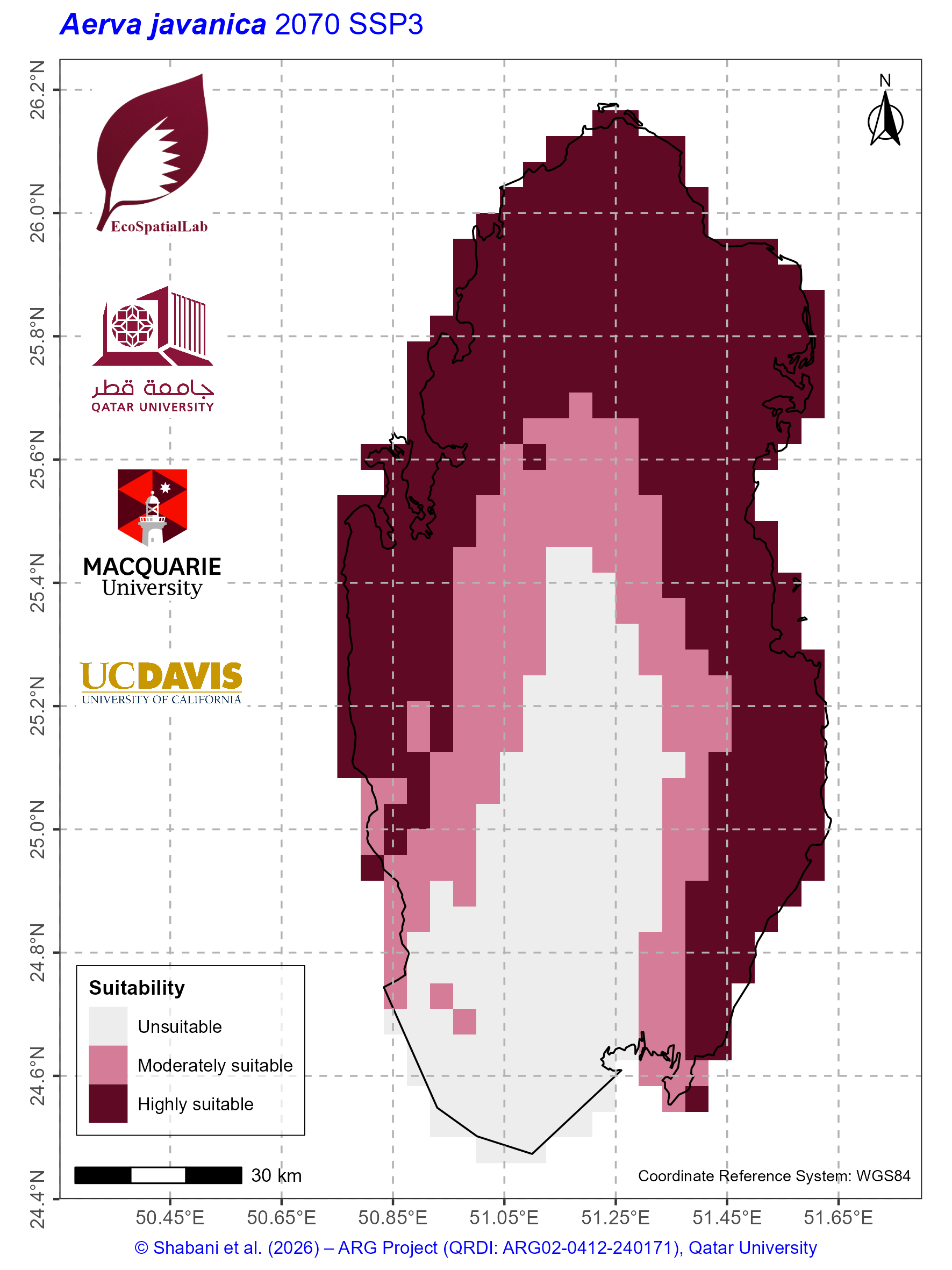 Qatar Climate Suitability SSP3 — 2070