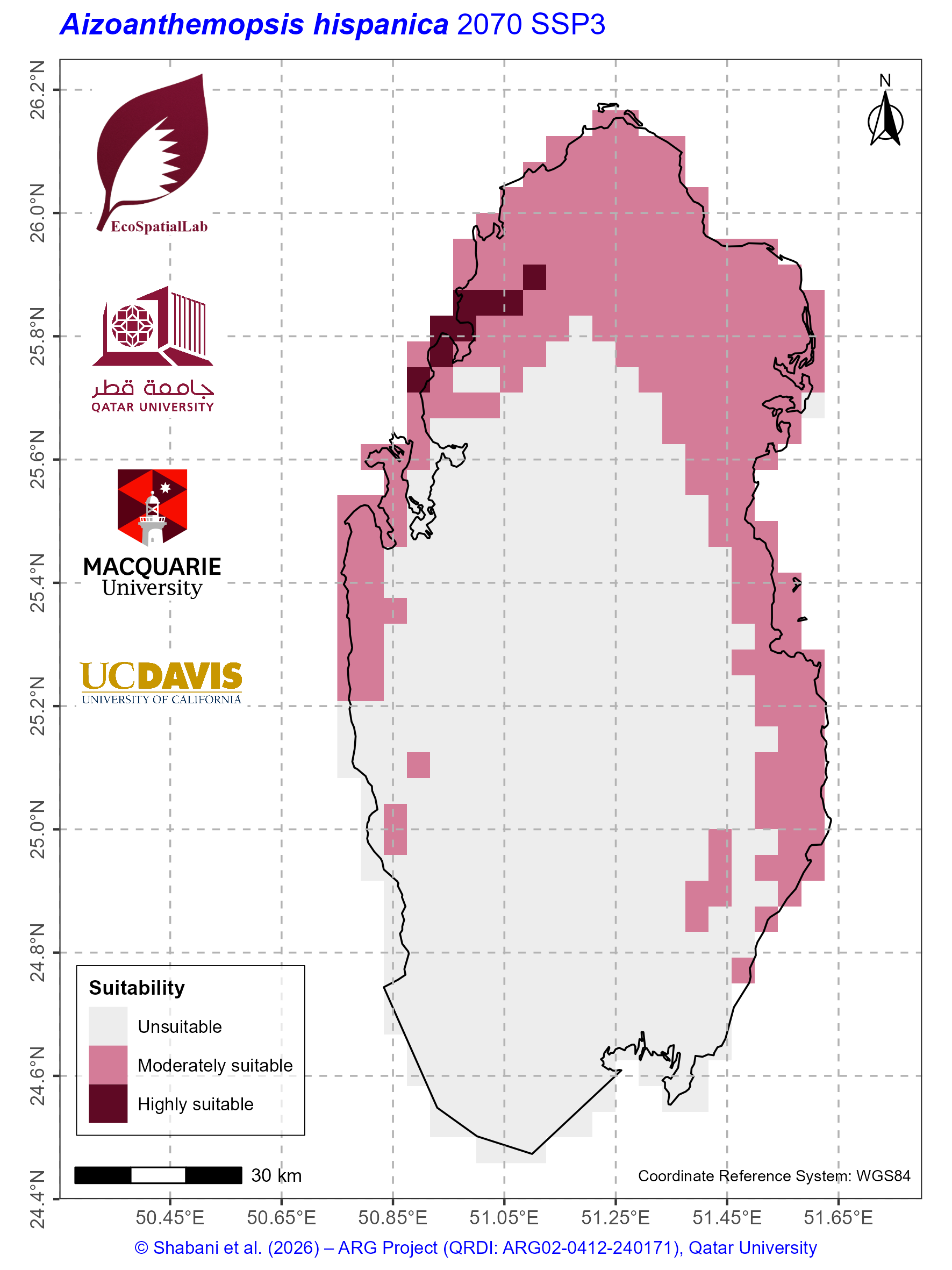 Qatar Climate Suitability SSP3 — 2070