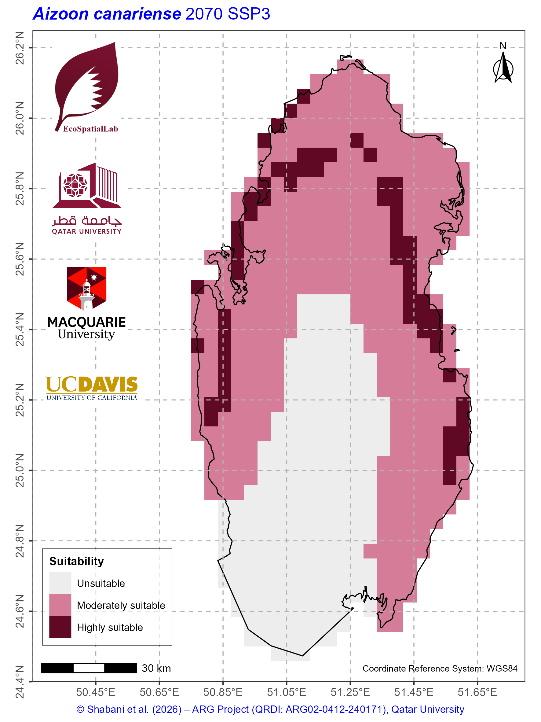 Qatar Climate Suitability SSP3 — 2070
