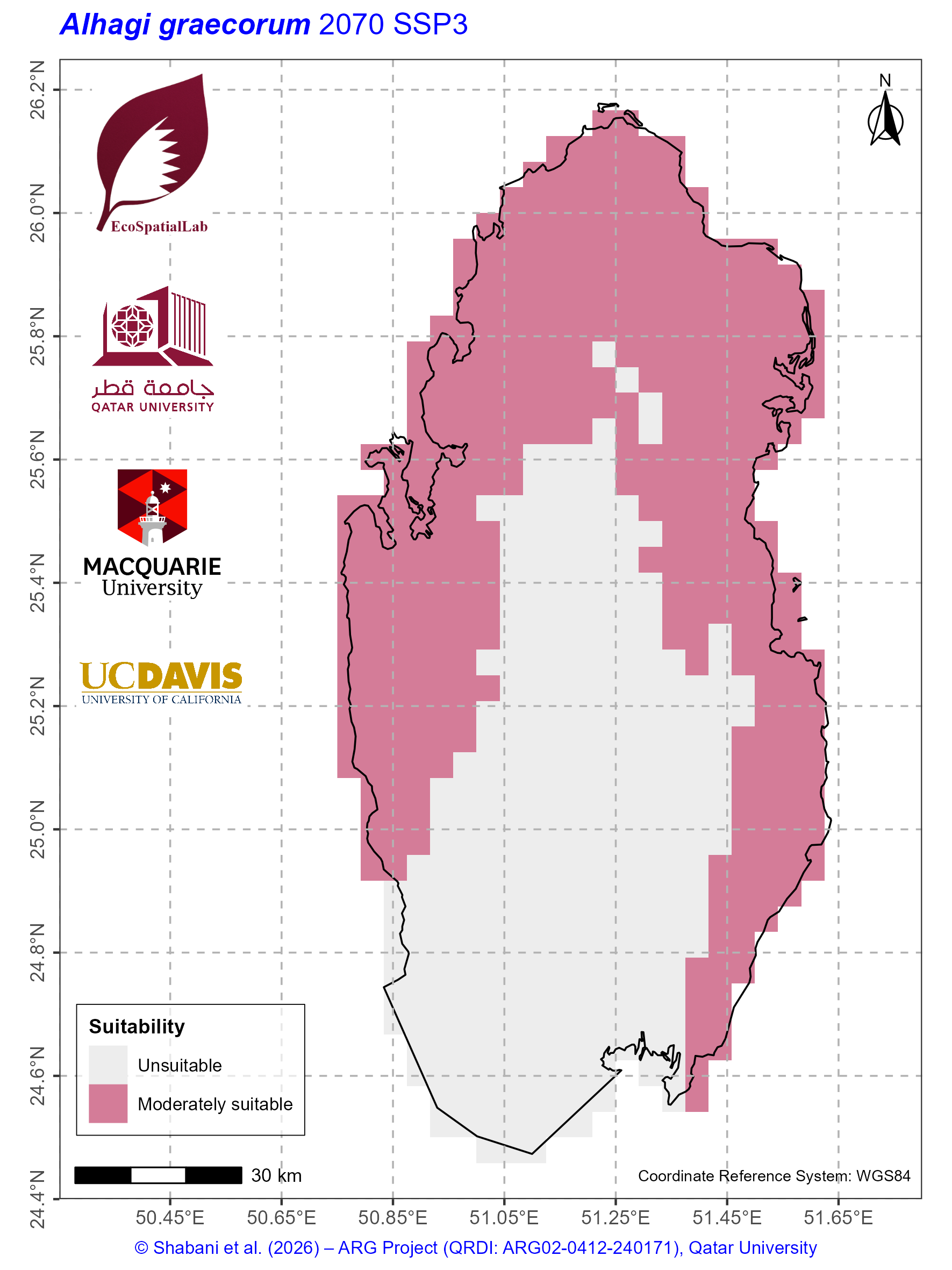 Qatar Climate Suitability SSP3 — 2070