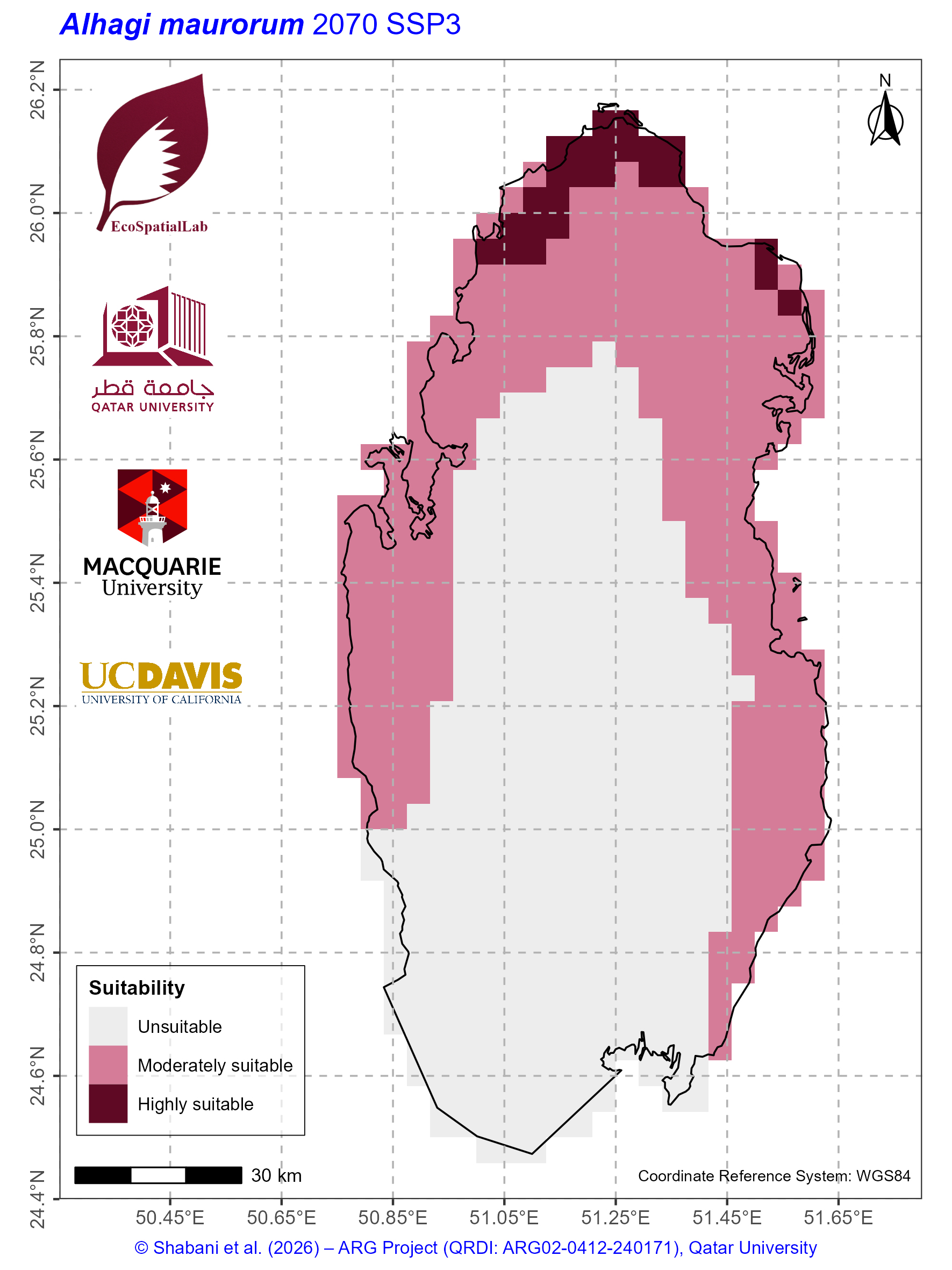 Qatar Climate Suitability SSP3 — 2070