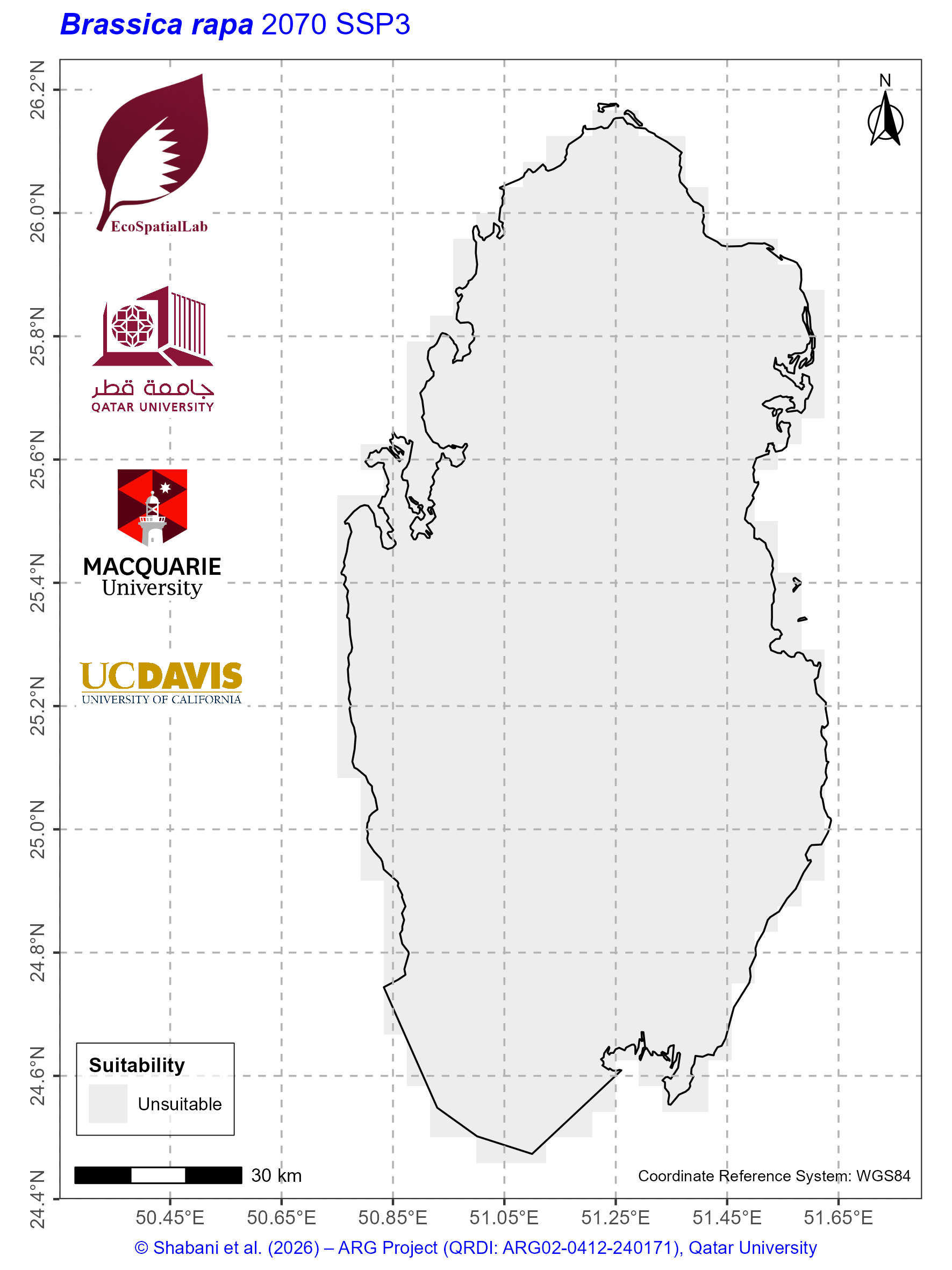 Qatar Climate Suitability SSP3 — 2070