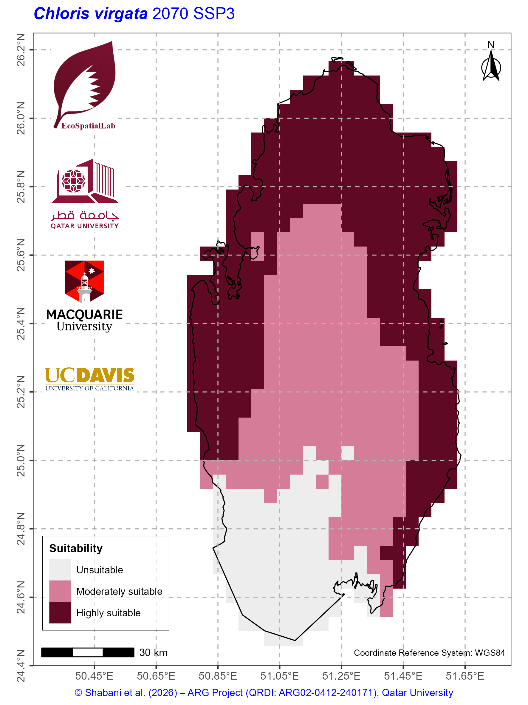 Qatar Climate Suitability SSP3 — 2070