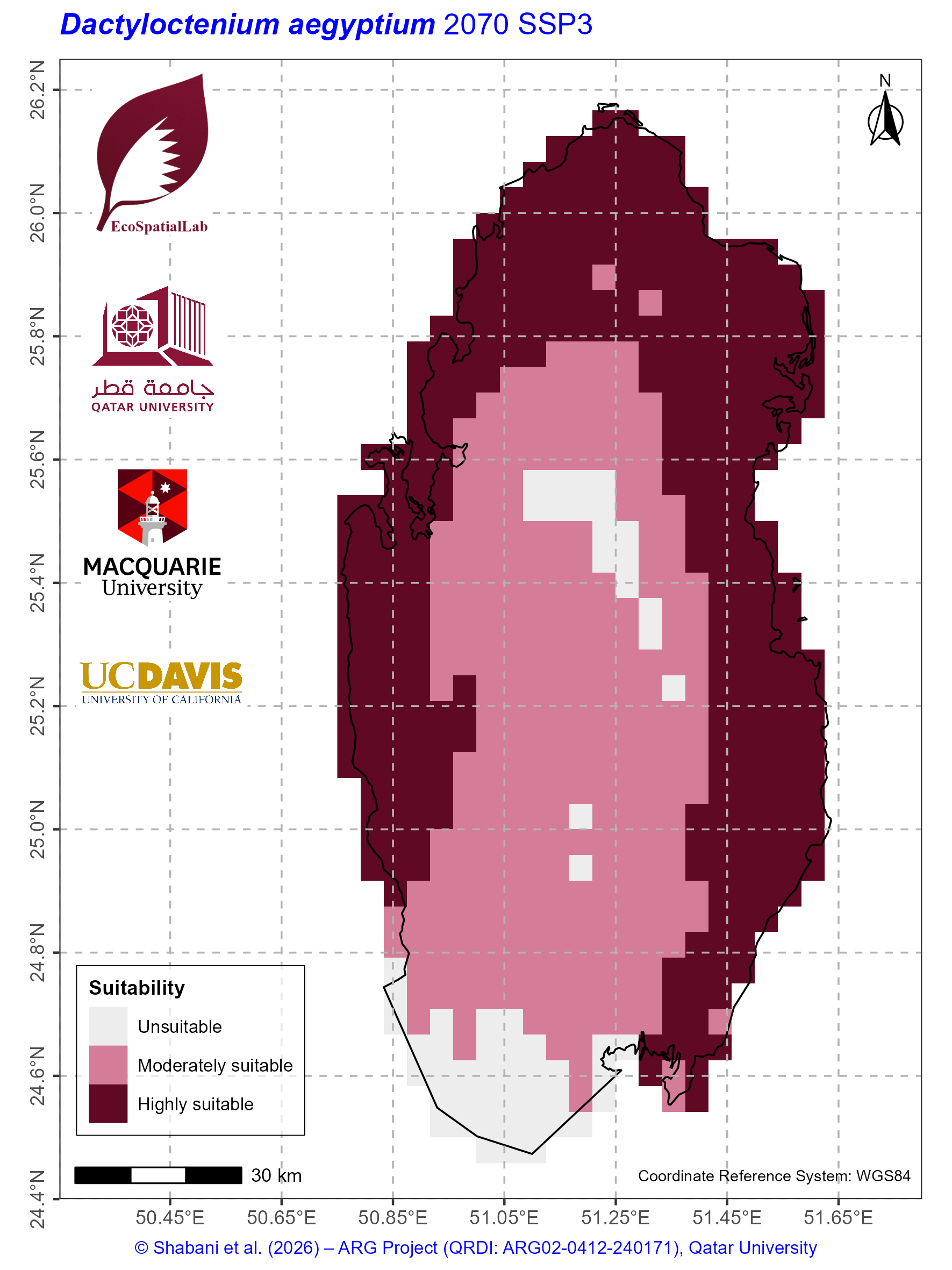 Qatar Climate Suitability SSP3 — 2070
