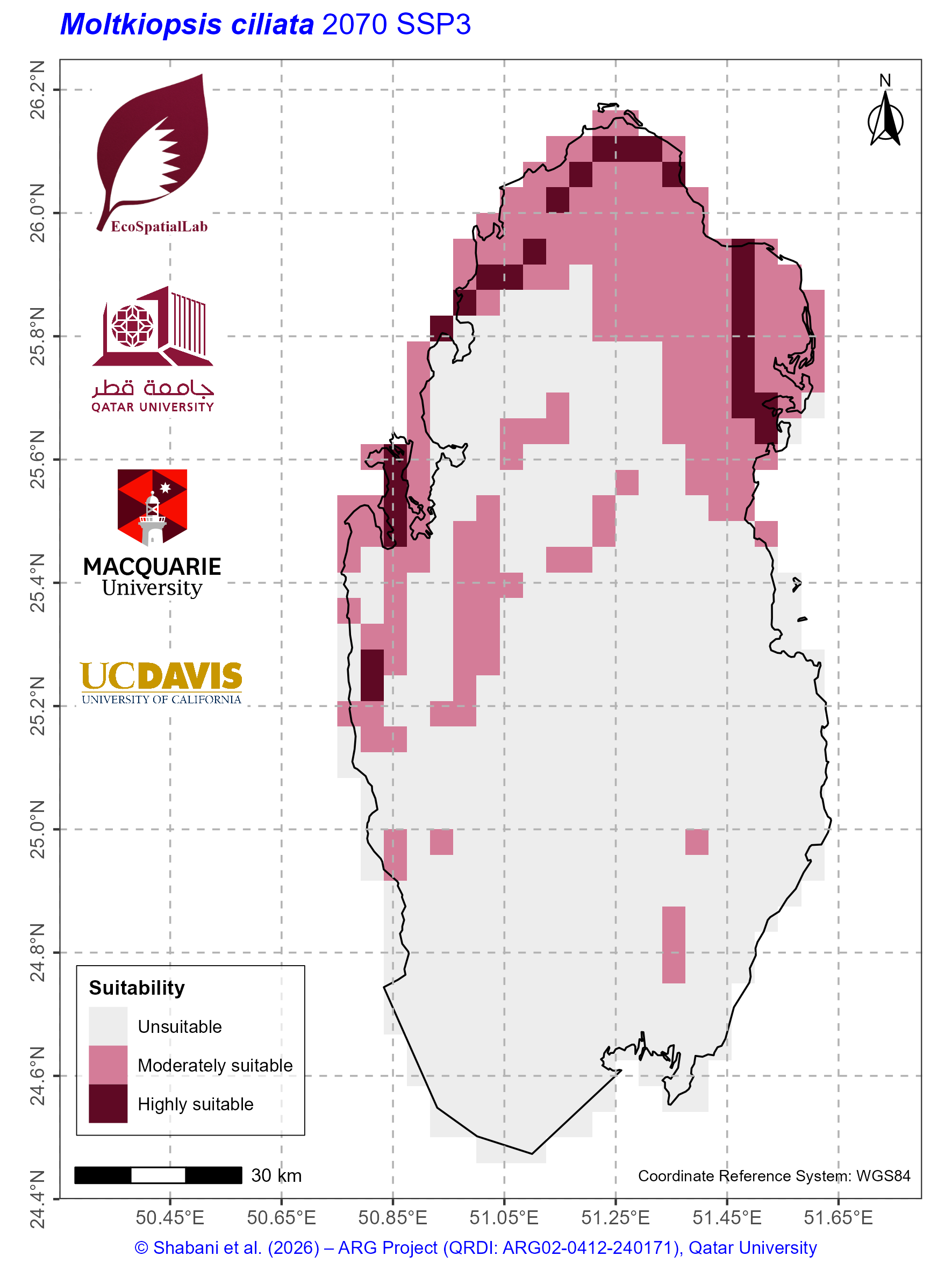 Qatar Climate Suitability SSP3 — 2070