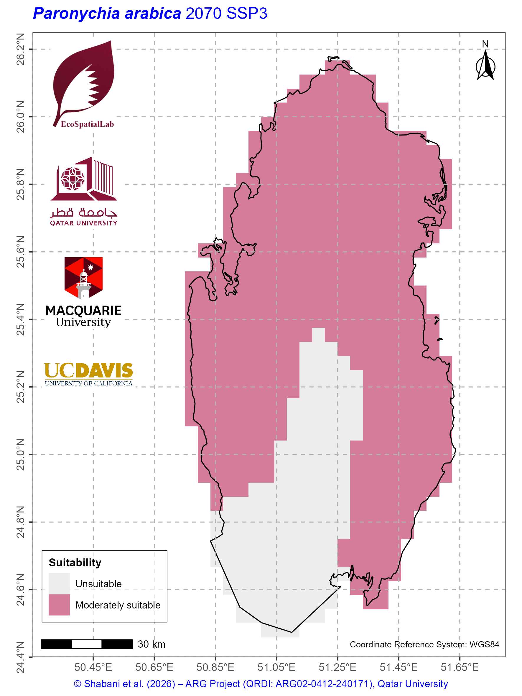 Qatar Climate Suitability SSP3 — 2070