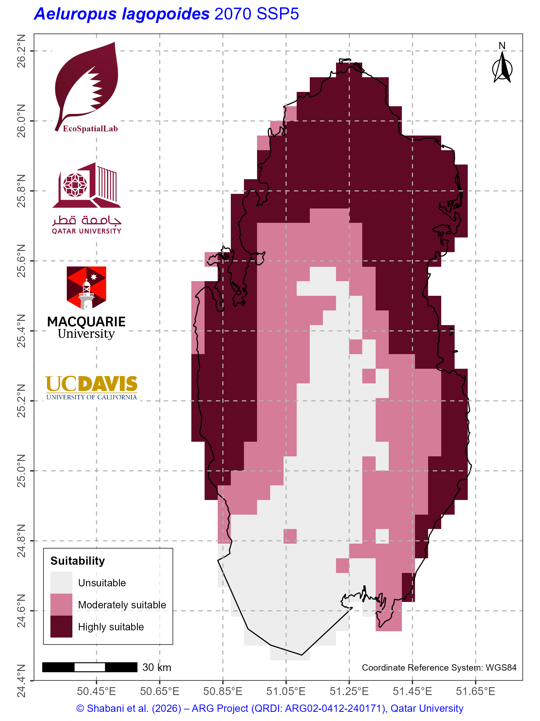 Qatar Climate Suitability SSP5 — 2070