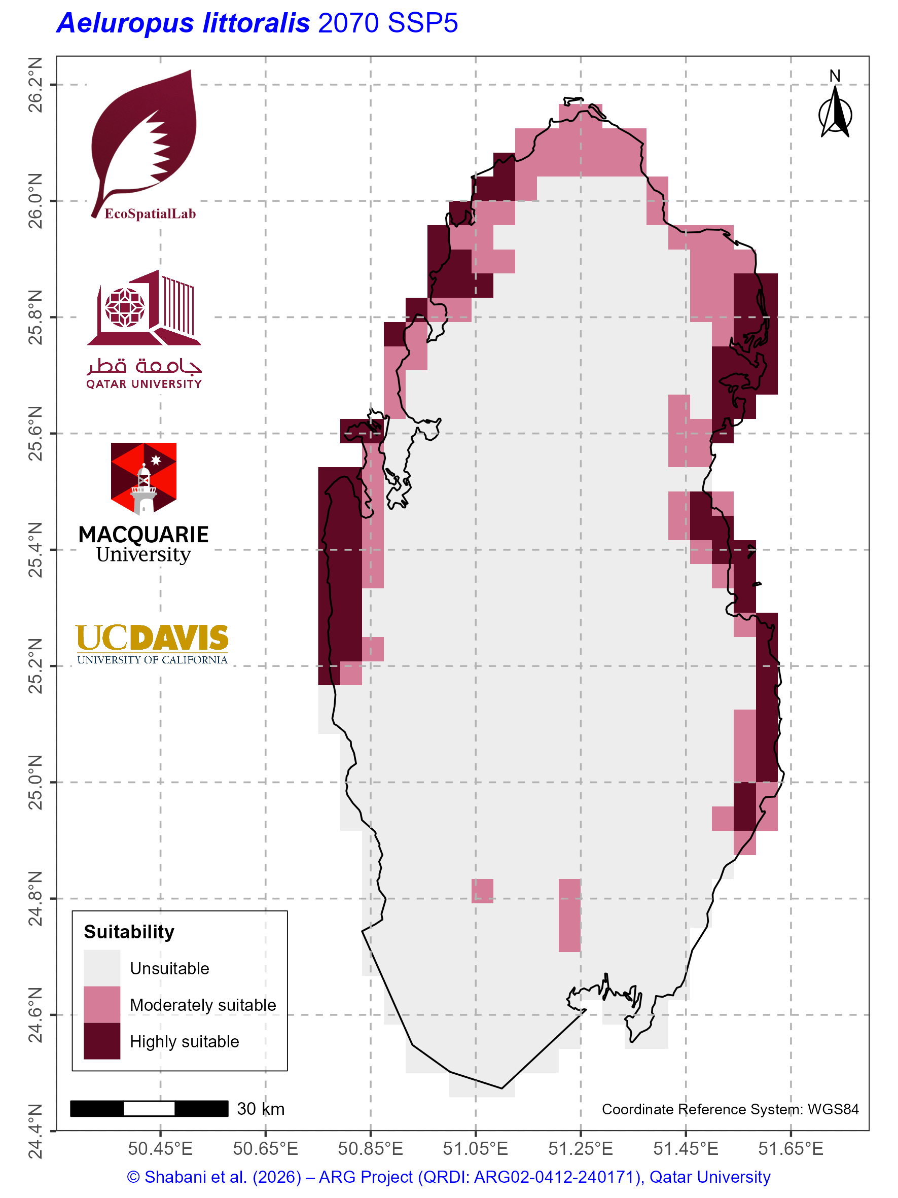 Qatar Climate Suitability SSP5 — 2070