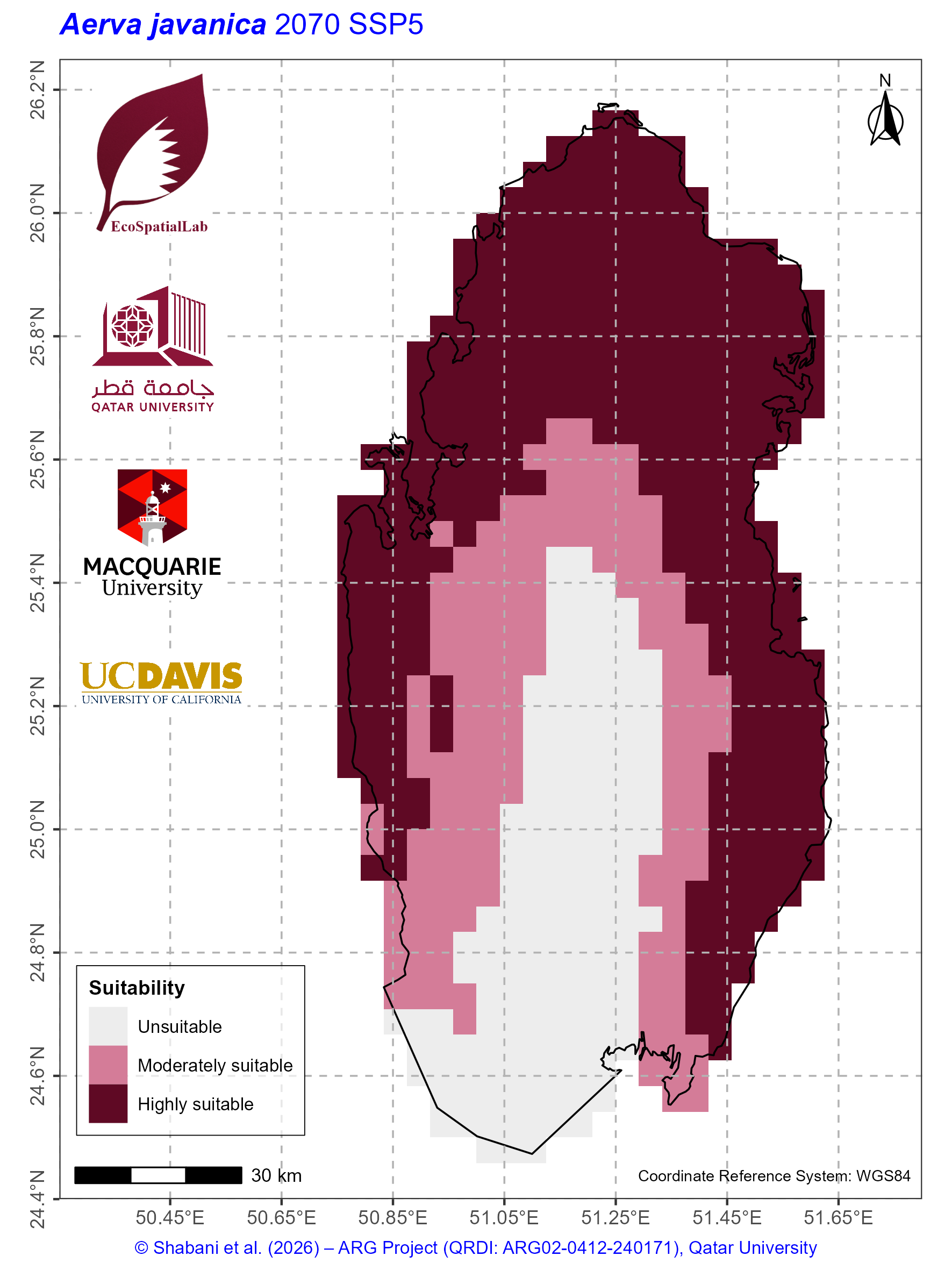 Qatar Climate Suitability SSP5 — 2070