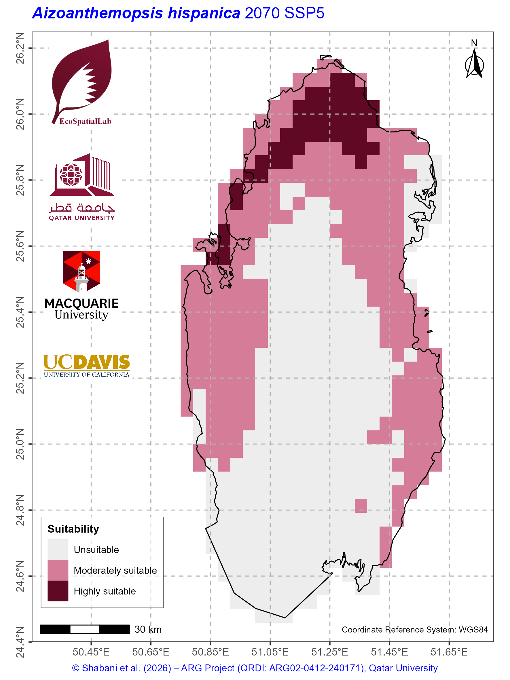 Qatar Climate Suitability SSP5 — 2070
