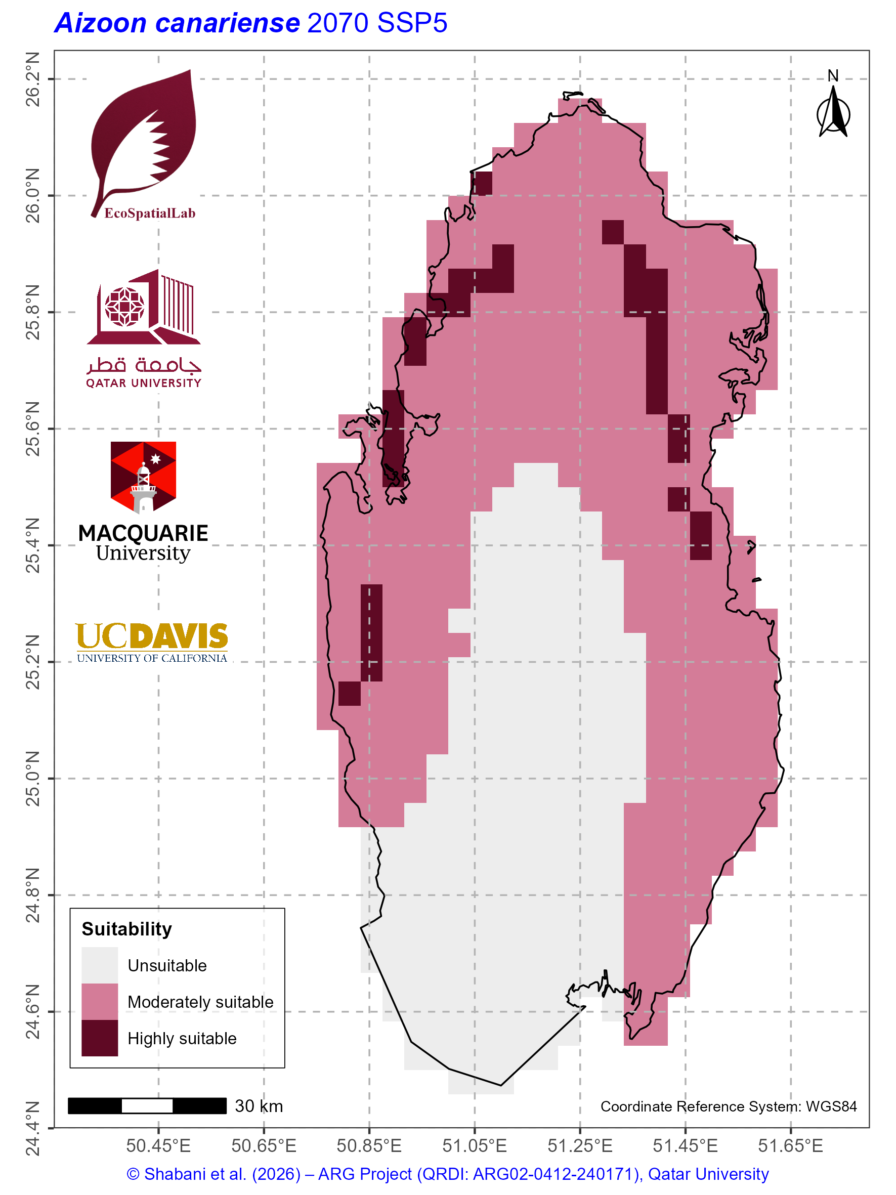 Qatar Climate Suitability SSP5 — 2070