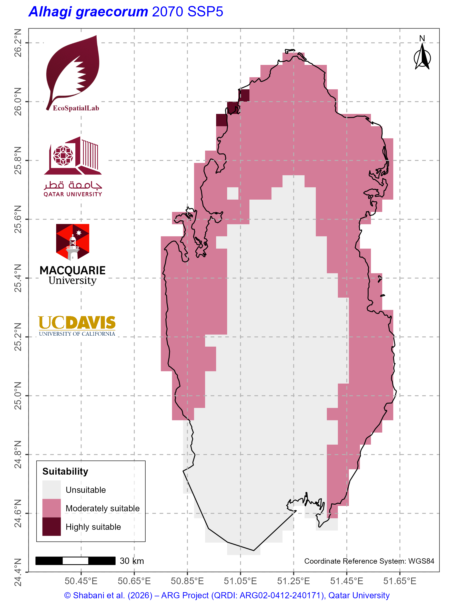 Qatar Climate Suitability SSP5 — 2070