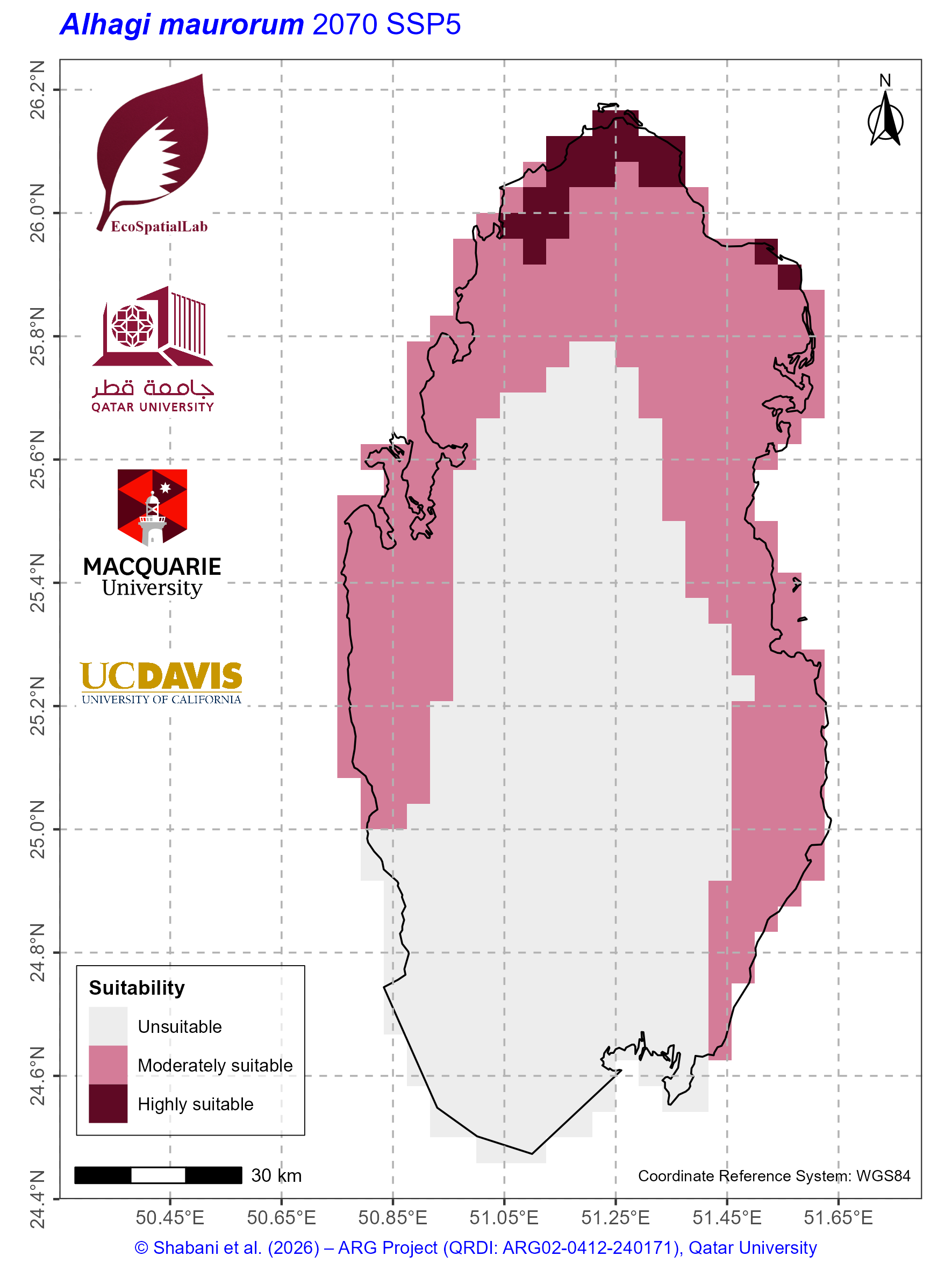Qatar Climate Suitability SSP5 — 2070