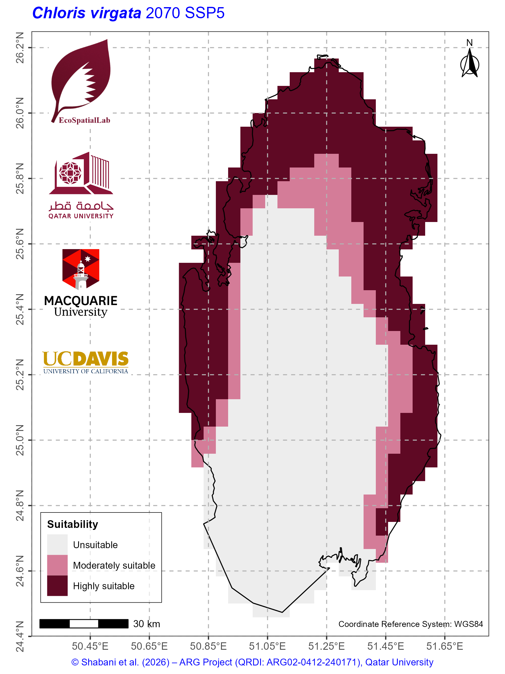 Qatar Climate Suitability SSP5 — 2070