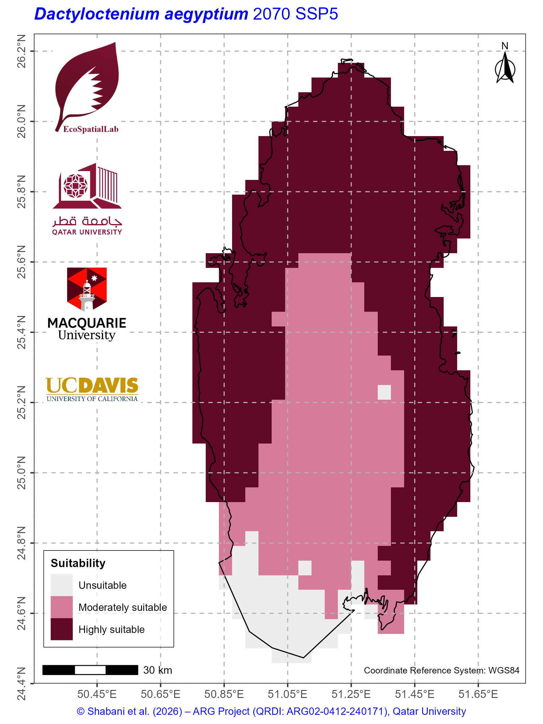 Qatar Climate Suitability SSP5 — 2070