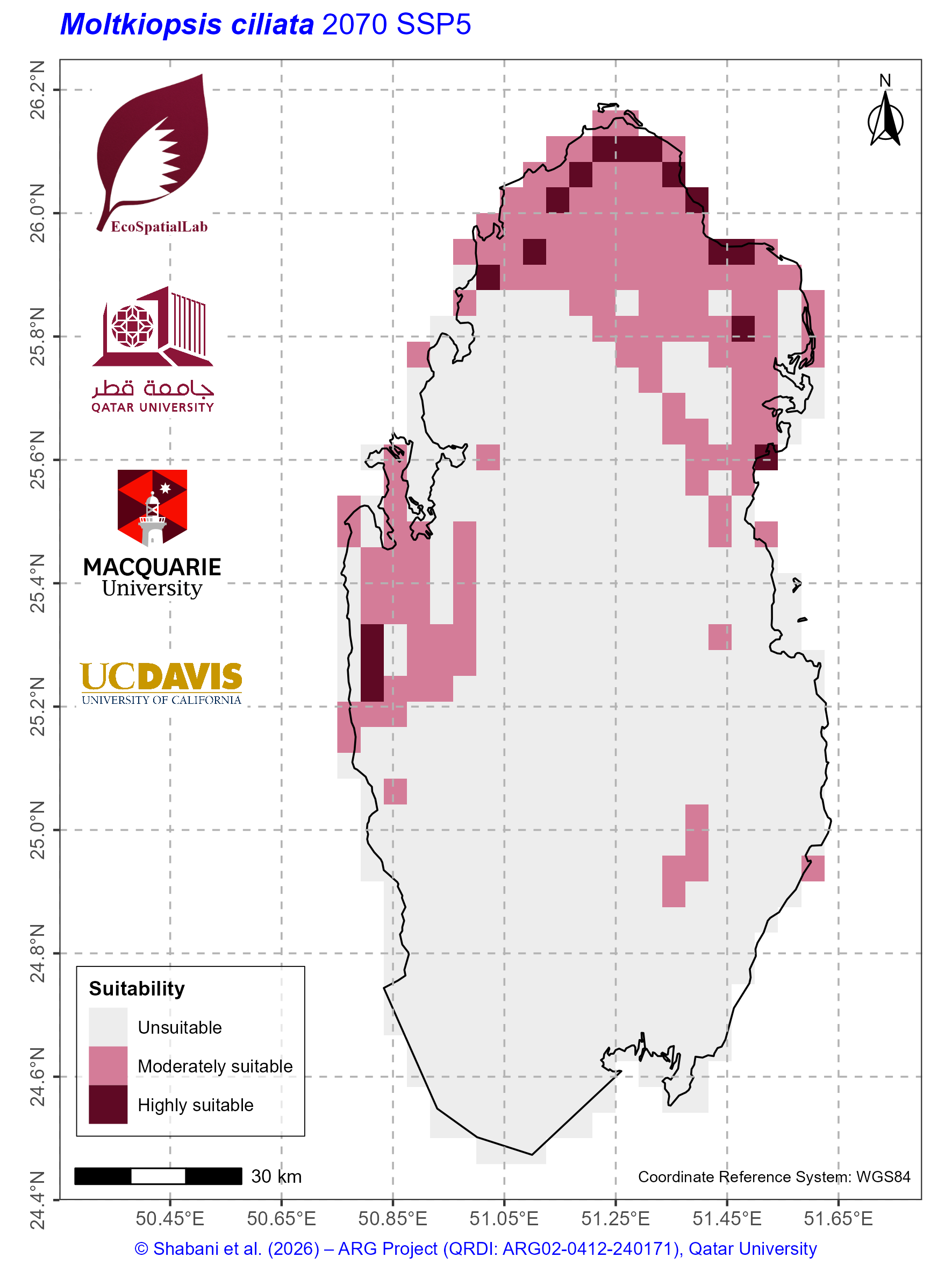 Qatar Climate Suitability SSP5 — 2070