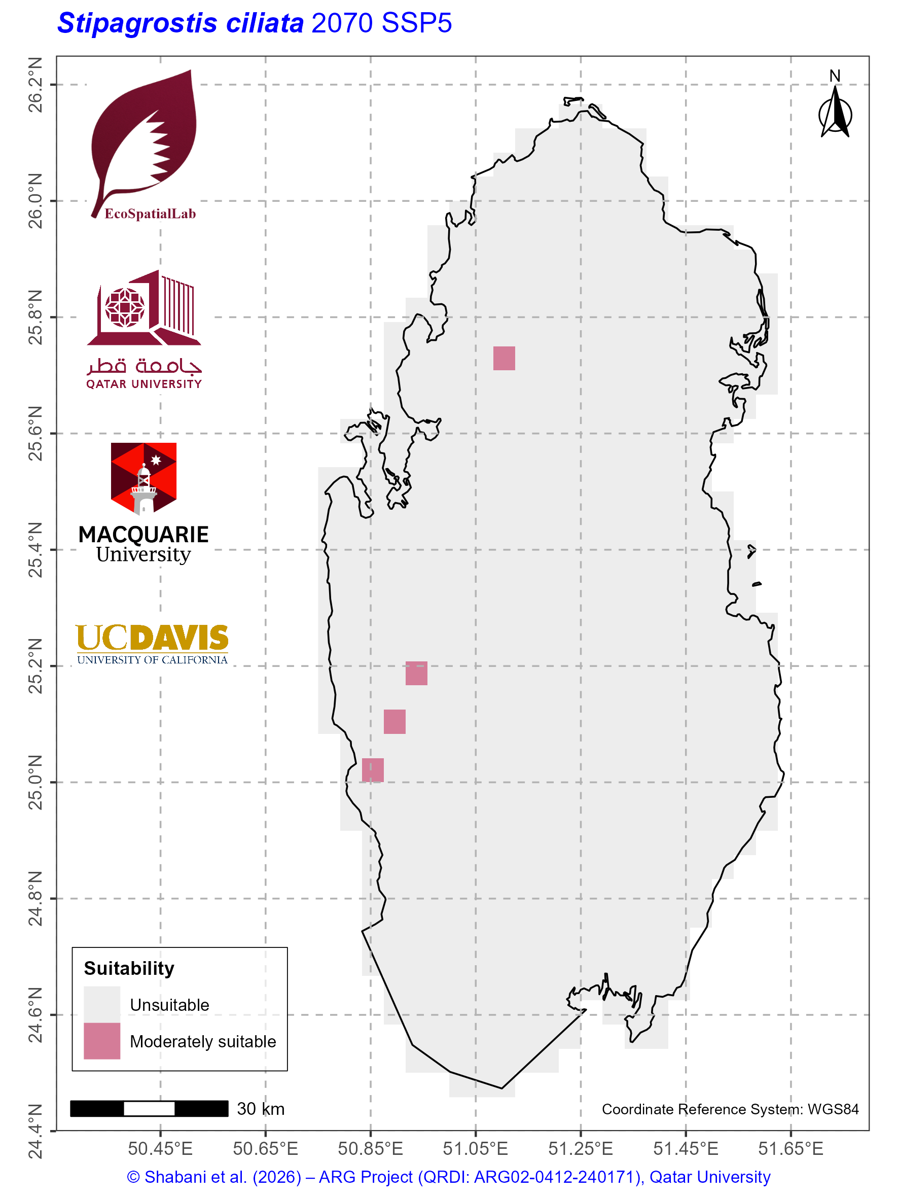 Qatar Climate Suitability SSP5 — 2070